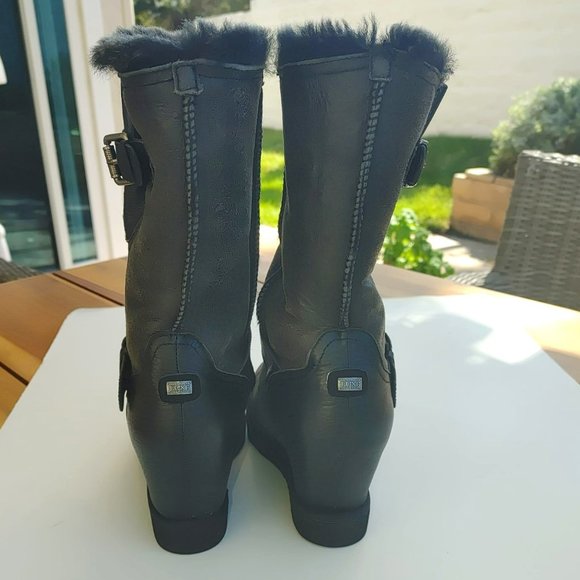 Australia Luxe Collective Distressed Machina Sheepskin Wedge Ugg Boots. 7 - Picture 5 of 10